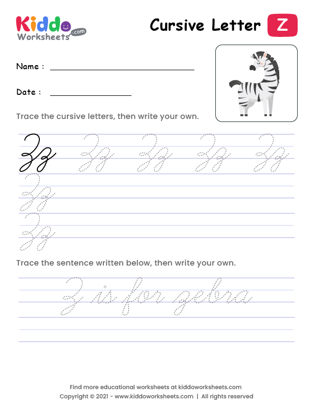 Example Of Cursive Letter Z