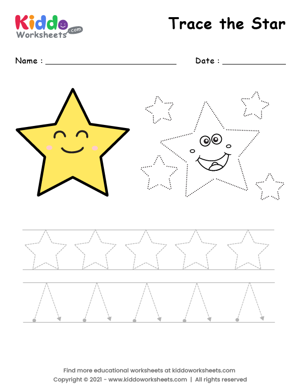Free Printable Star Shape Tracing Worksheet Kiddoworksheets