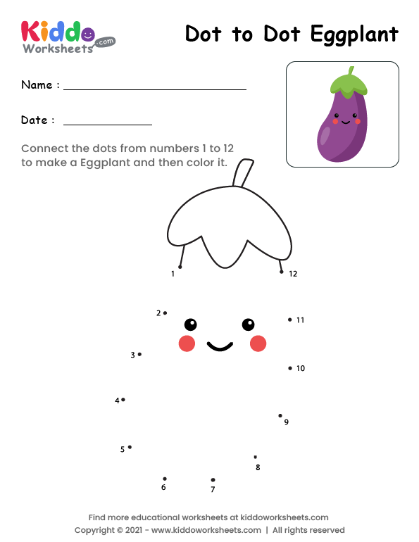 Free Printable Dot to Dot Eggplant Worksheet - kiddoworksheets