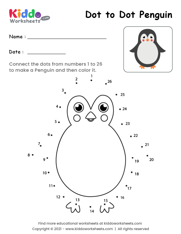 Free Printable Dot To Dot Penguin Worksheet Kiddoworksheets