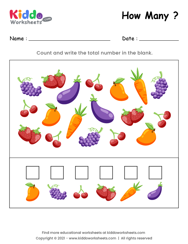 free printable counting fruits vegetables worksheet kiddoworksheets