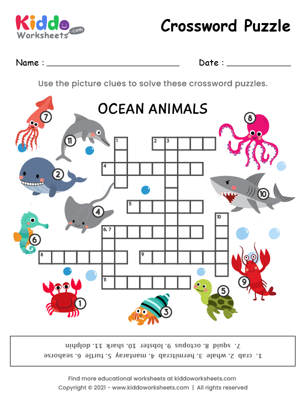 Free Printable Puzzle Ocean Animals Worksheet - kiddoworksheets