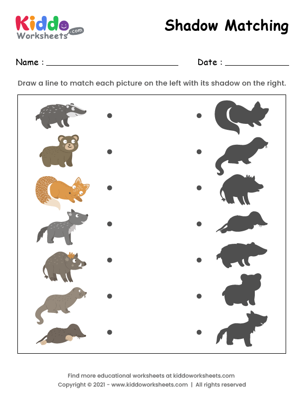Free Printable Shadow Match Animal Worksheet Kiddoworksheets