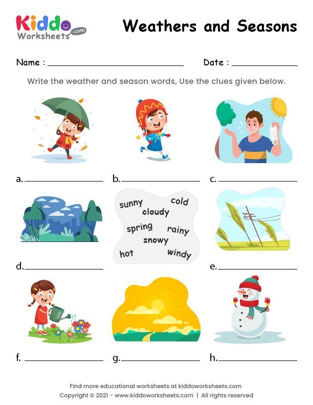 Free Printable Weathers And Seasons Worksheet Kiddoworksheets