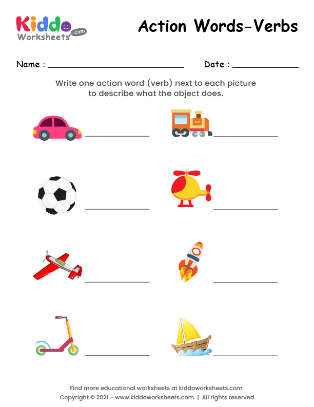 Action Words Worksheet For Class 5