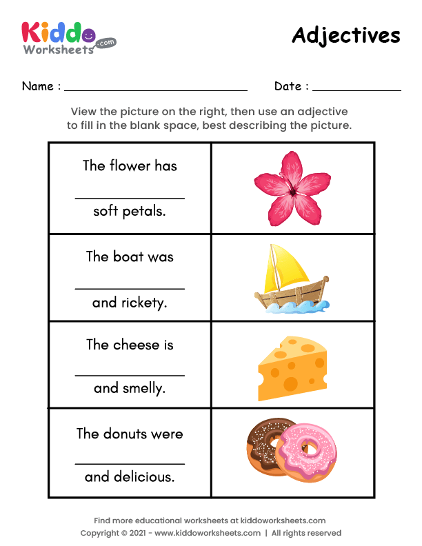 adjectives worksheets pdf kindergarten