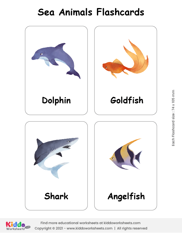 Free Printable Sea Animals Flashcards Flashcards - kiddoworksheets