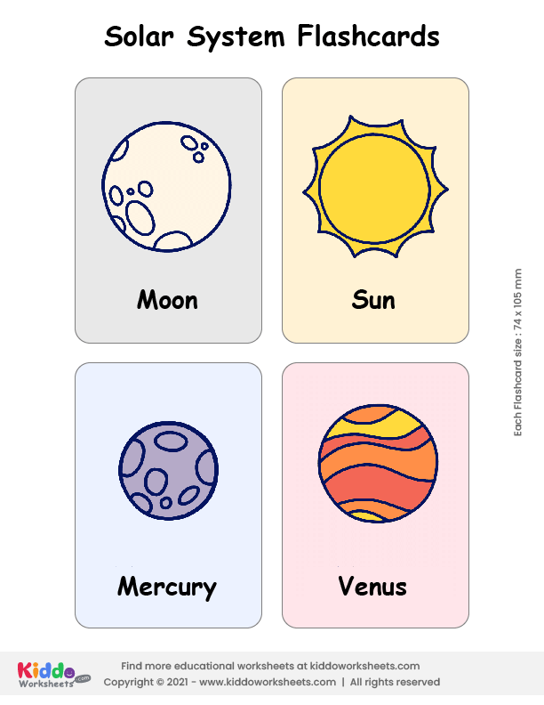 solar system fact cards