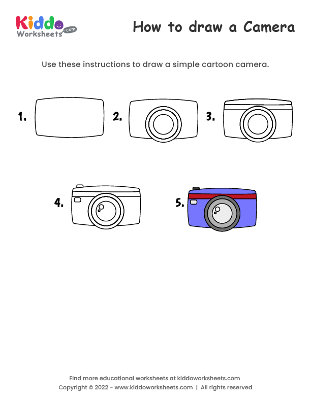Free Printable How to draw Camera Worksheet kiddoworksheets