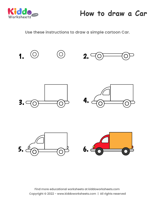 Free Printable How to draw Car Worksheet - kiddoworksheets