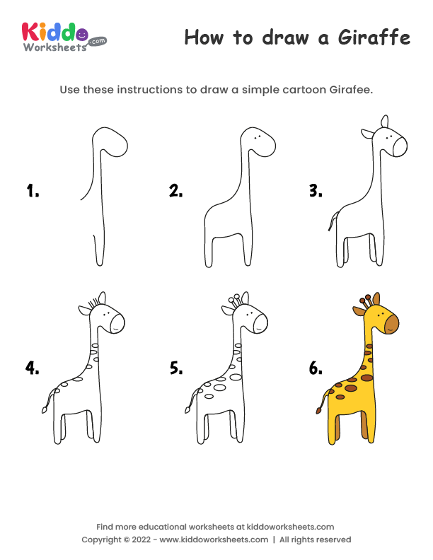 How to draw a giraffe easy for toddlers or preschoolers - DIY ART PINS