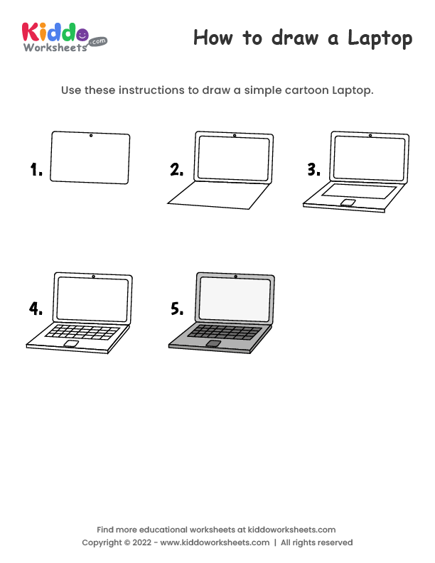 Free Printable How to draw Laptop Worksheet - kiddoworksheets