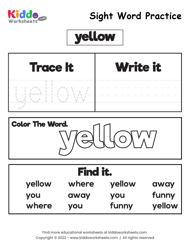 free-printable-sight-word-practice-yellow-worksheet-kiddoworksheets