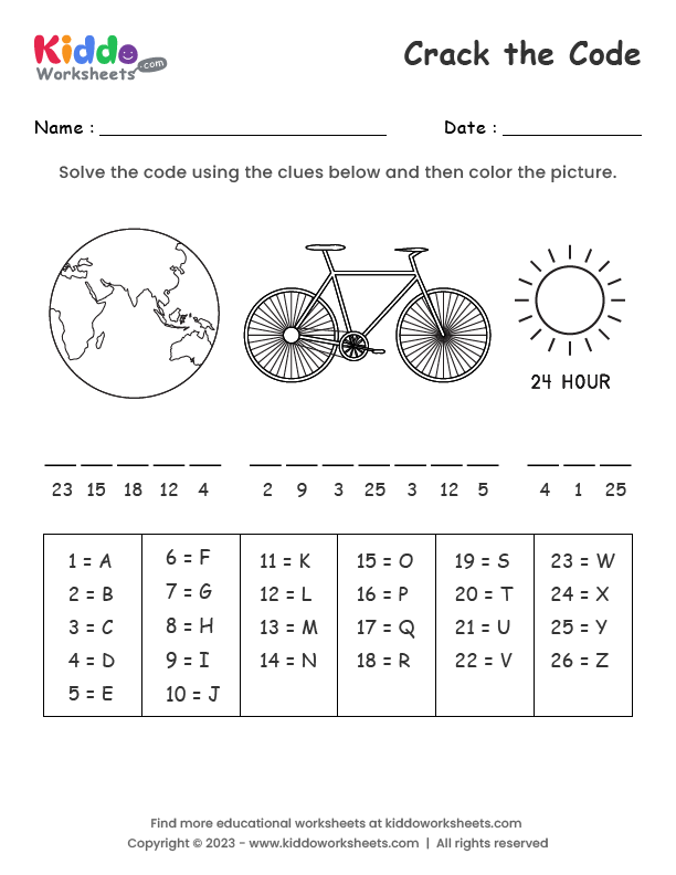 Crack The Code Worksheets