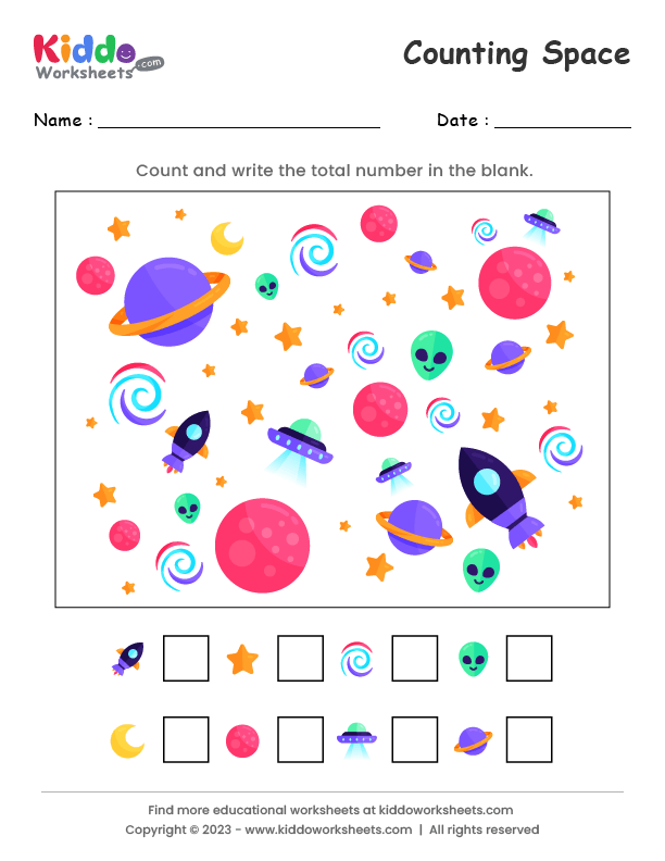 Free Printable Counting Space Worksheet - kiddoworksheets