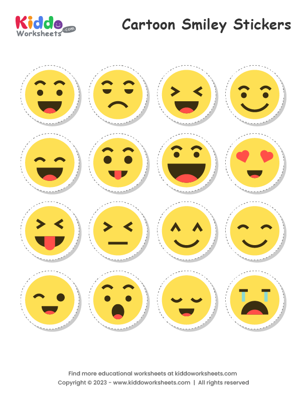 Sticker Worsheet Free Printable Smiley Stickers Worksheet - kiddoworksheets