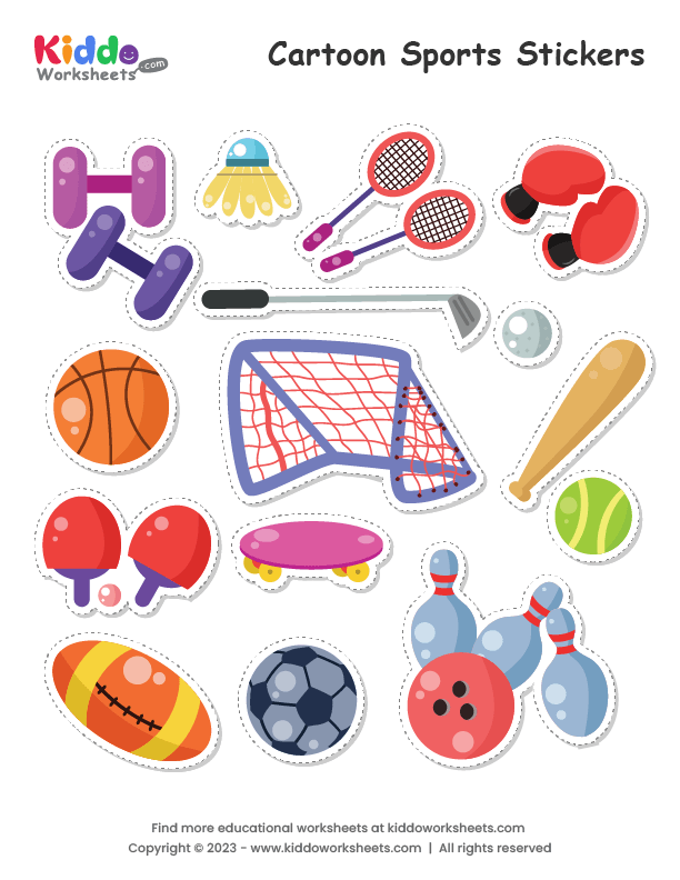 Free Printable Sports Stickers Worksheet Kiddoworksheets Free printable sports stickers worksheet kiddoworksheets