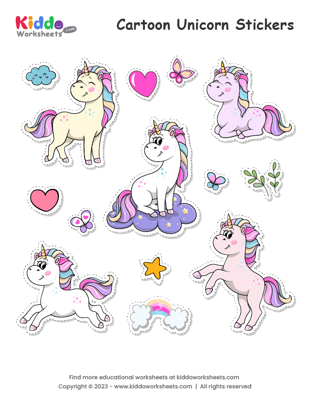 Sticker Worsheet Free Printable Unicorn Stickers Worksheet - kiddoworksheets