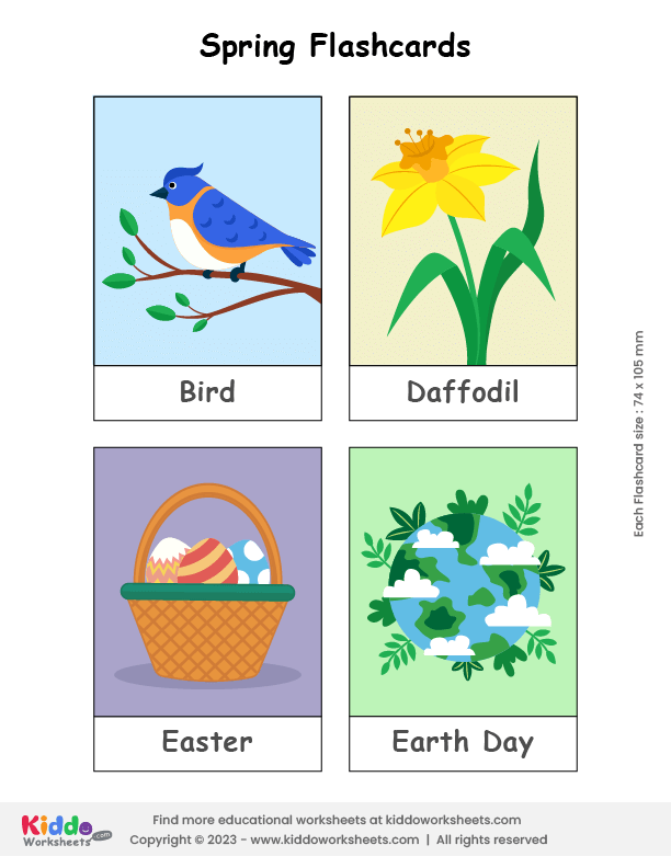 Spring Tree Flashcard Free Printable Spring Flashcards - kiddoworksheets