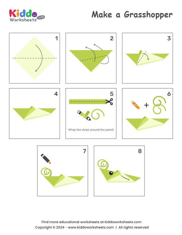 Free Printable Origami Grasshopper Worksheet - kiddoworksheets