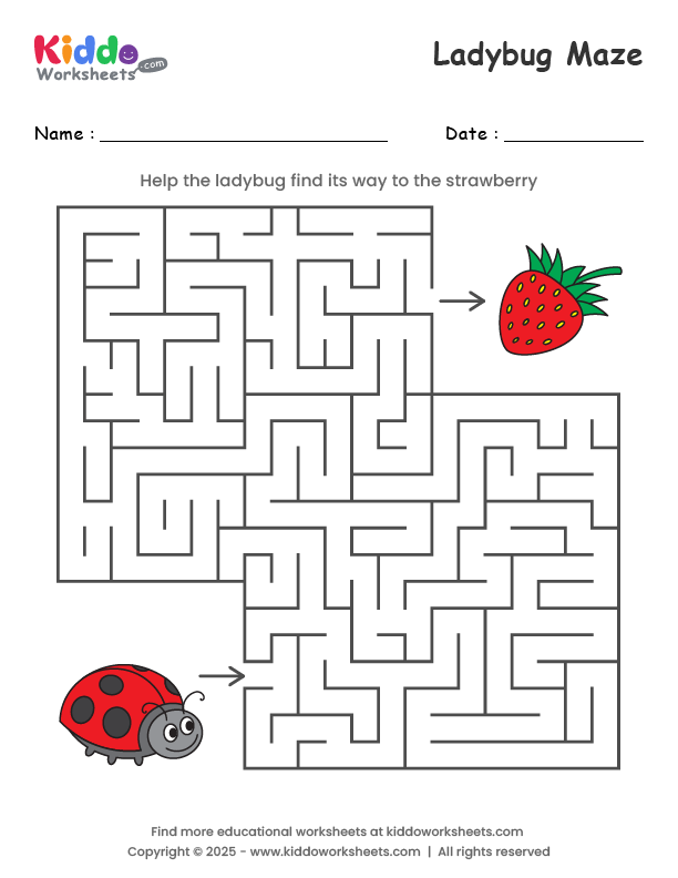 Free Printable Ladybug Maze Worksheet