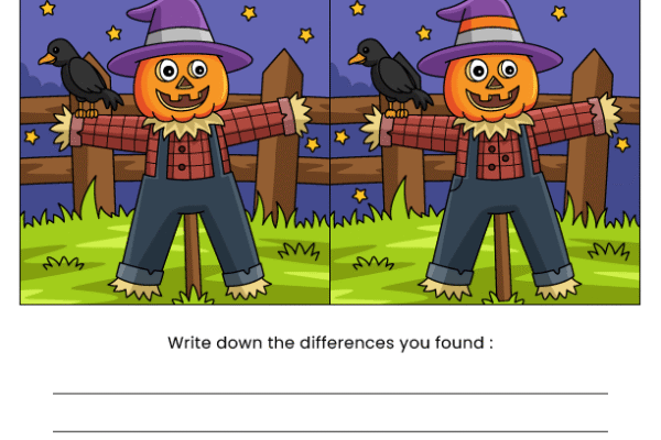 Scarecrow Find the Difference Worksheet