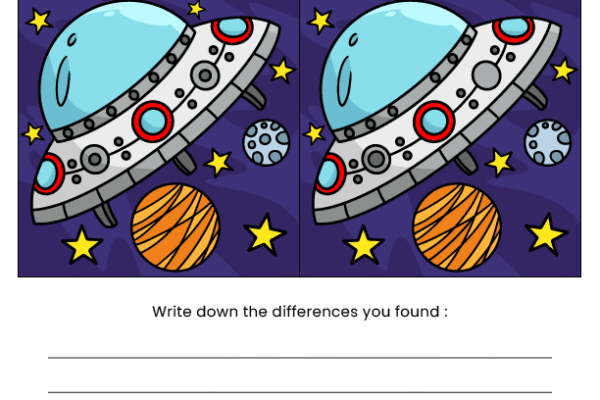 Spaceship Find the Difference Worksheet