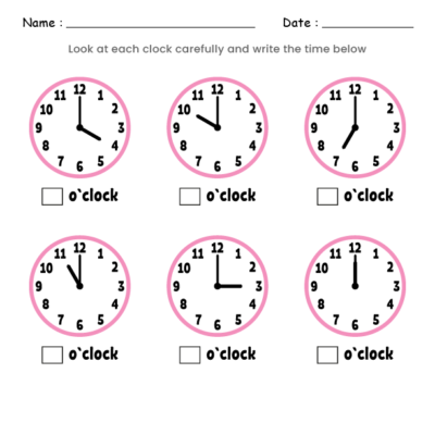Telling Time Worksheet 1