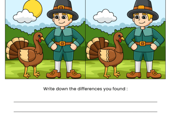 Thanksgiving Find the Difference Worksheet