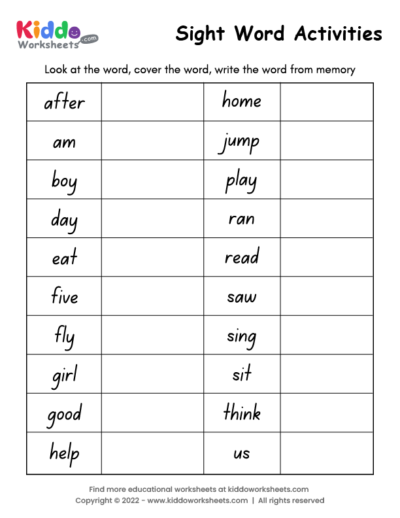 Sight Word Activities 1
