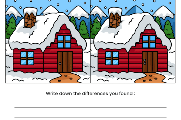 Winter House Find the Difference Worksheet