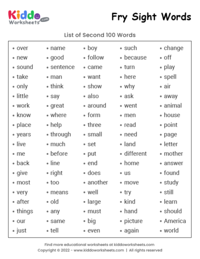 Fry Sight Words List 2