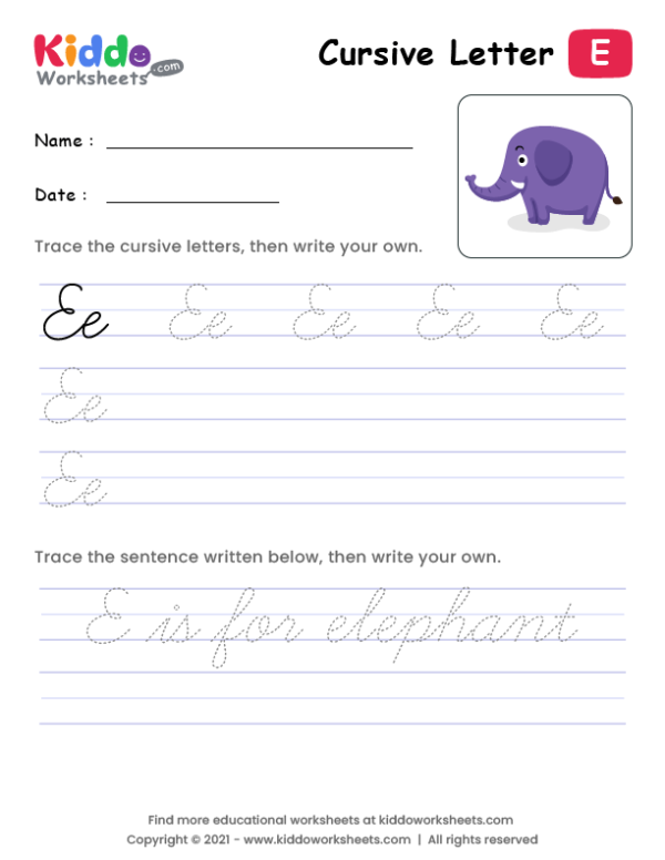 Cursive Writing Letter E