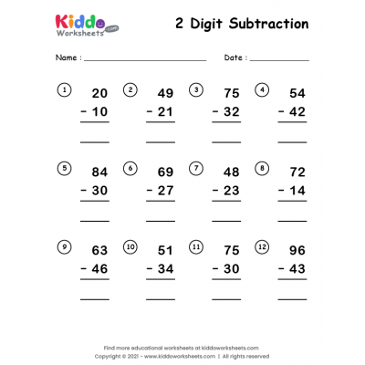 2 Digit Subtraction