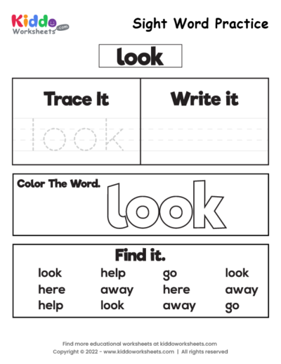 Sight Word Practice look