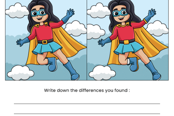 Superhero Find the Difference Worksheet