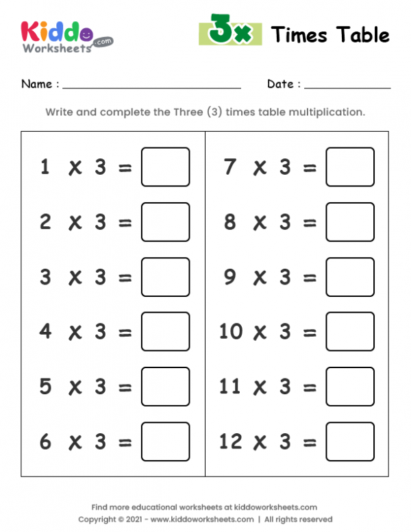 2 And 3 Times Table Worksheet Free