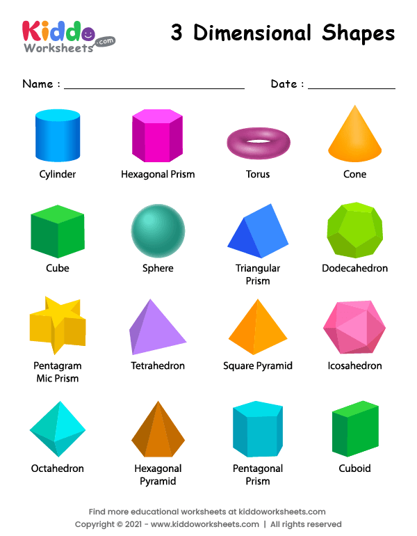 Free Printable 3D Shapes Worksheet Worksheet - kiddoworksheets
