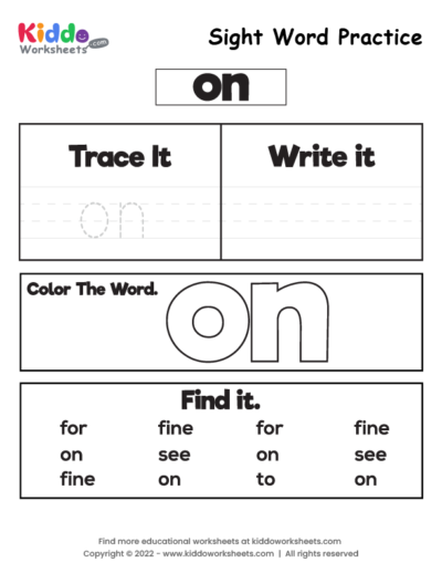 Sight Word Practice on