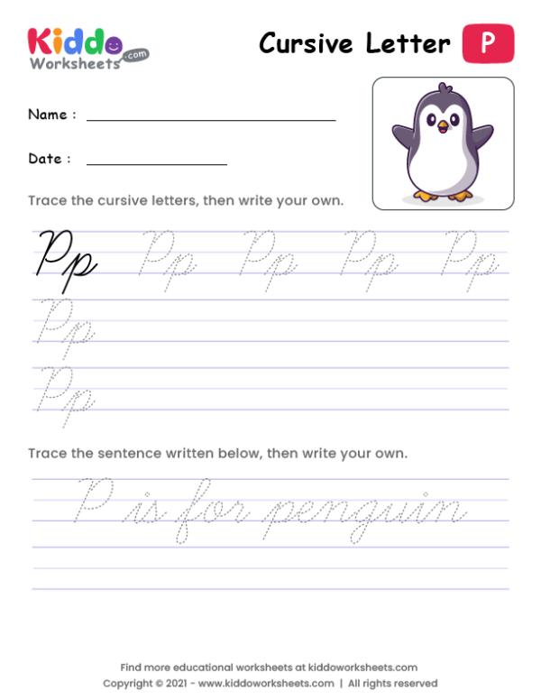 Cursive Writing Letter P