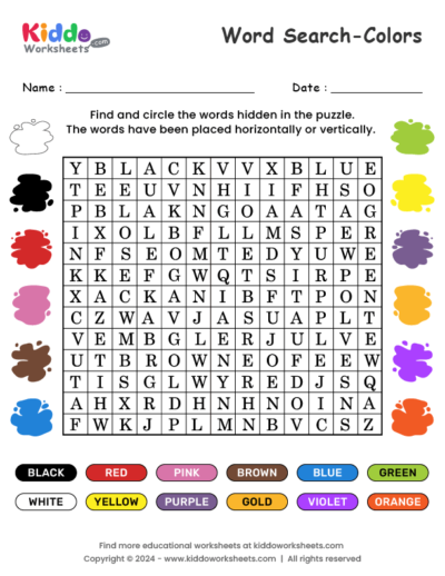 Colors Word Search puzzle