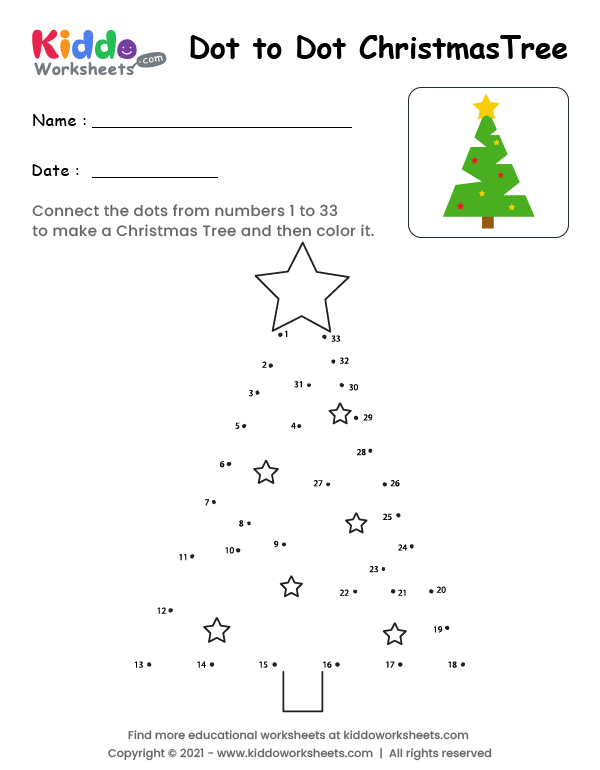 Free Printable Dot to Dot Christmas Tree Worksheet - kiddoworksheets free-printable-dot-to-dot-christmas-tree-worksheet-kiddoworksheets