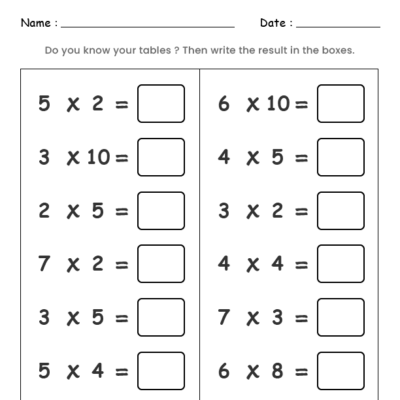 Times Table Exercise 1