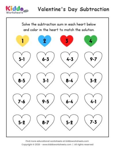 Valentines Day Subtraction