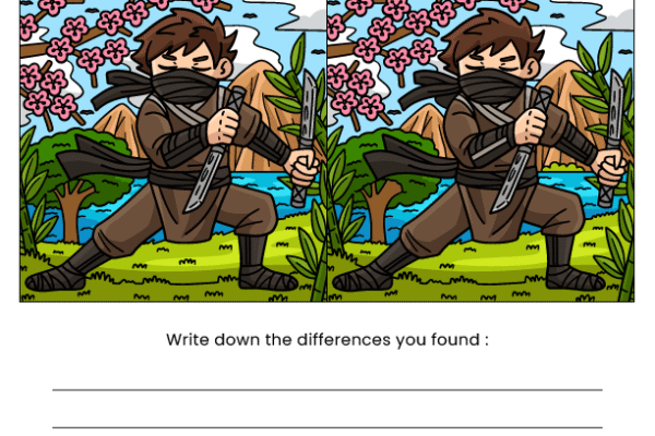 Ninja Find the Difference Worksheet