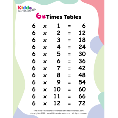 6 Times Tables Worksheet