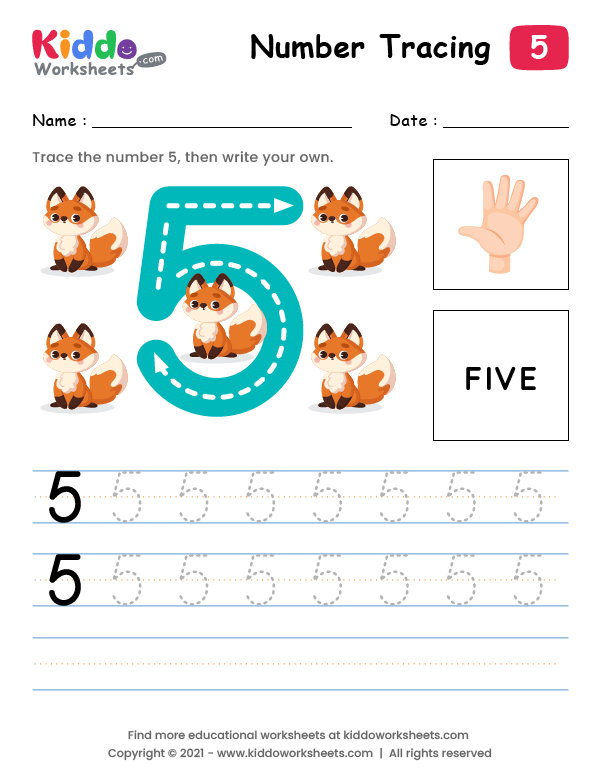 free-printable-tracing-number-five-5-worksheet-kiddoworksheets for Free Printable Counting By 5 S Worksheets Free Printable Tracing Number Five (5) Worksheet - kiddoworksheets for Free Printable Counting By 5 S Worksheets