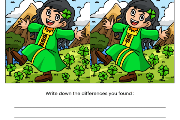 St Patricks Day Find the Difference Worksheet