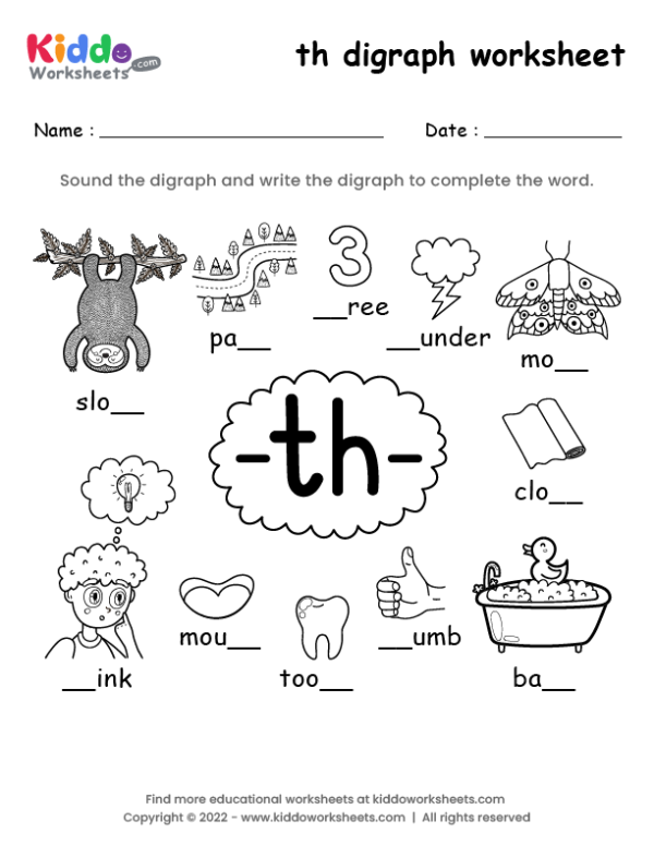 free-printable-th-digraph-worksheet-kiddoworksheets for Phonics Worksheets For Kindergarten Printable Free Free Printable th digraph worksheet - kiddoworksheets for Phonics Worksheets For Kindergarten Printable Free