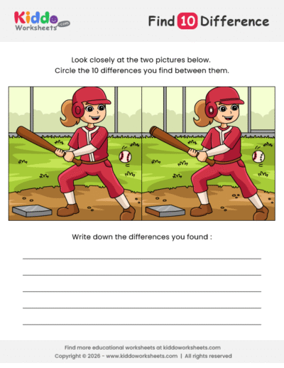 Baseball Spot the Difference
